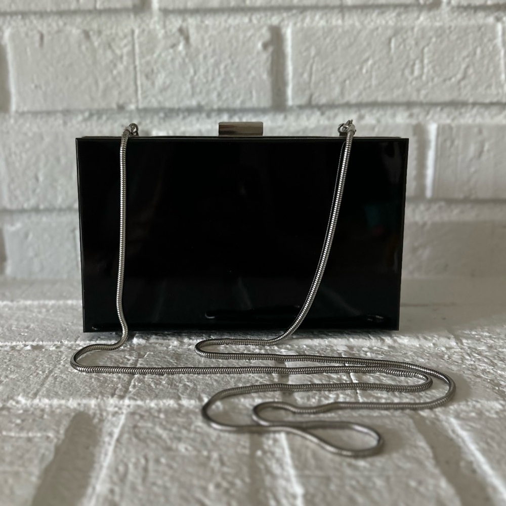Elegant Black Hard Case Clutch Bag